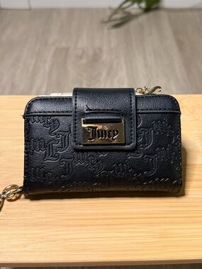 Juicy Couture Black Embossed Wallet with Gold Heart Charm